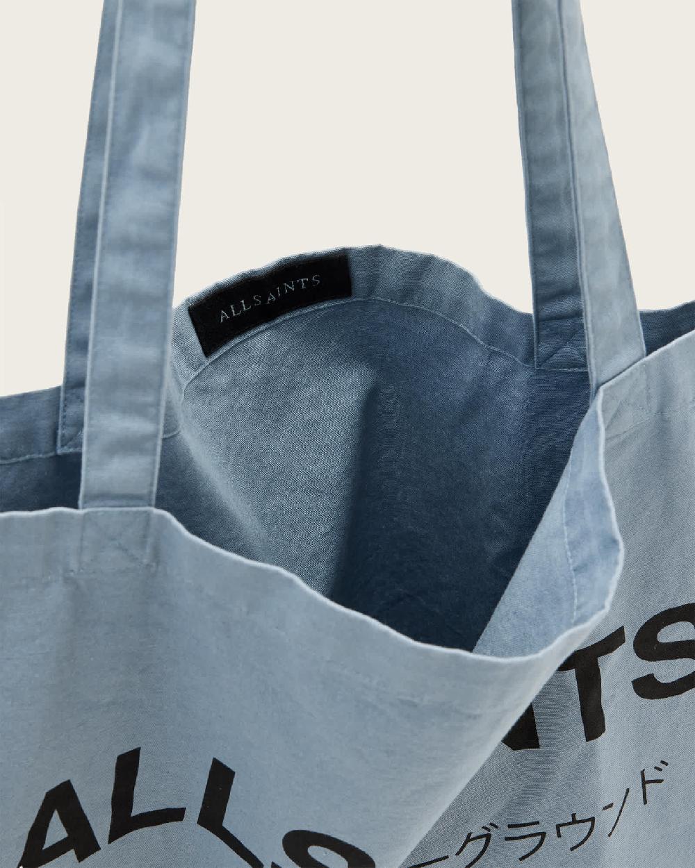 All Saints Underground Logo Printed Tote Bag Stonewash Blue