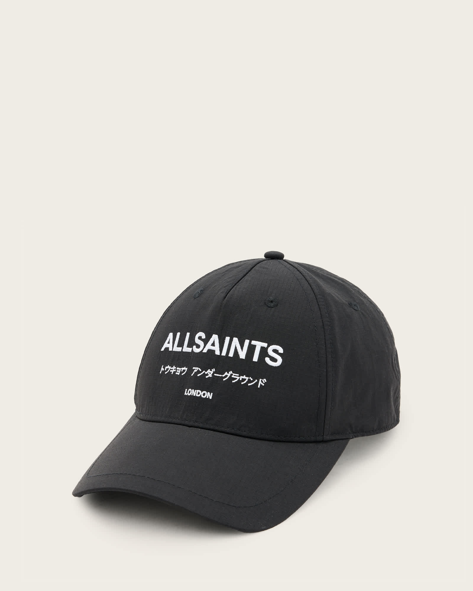 All Saints Underground Nylon Logo Baseball Cap Black