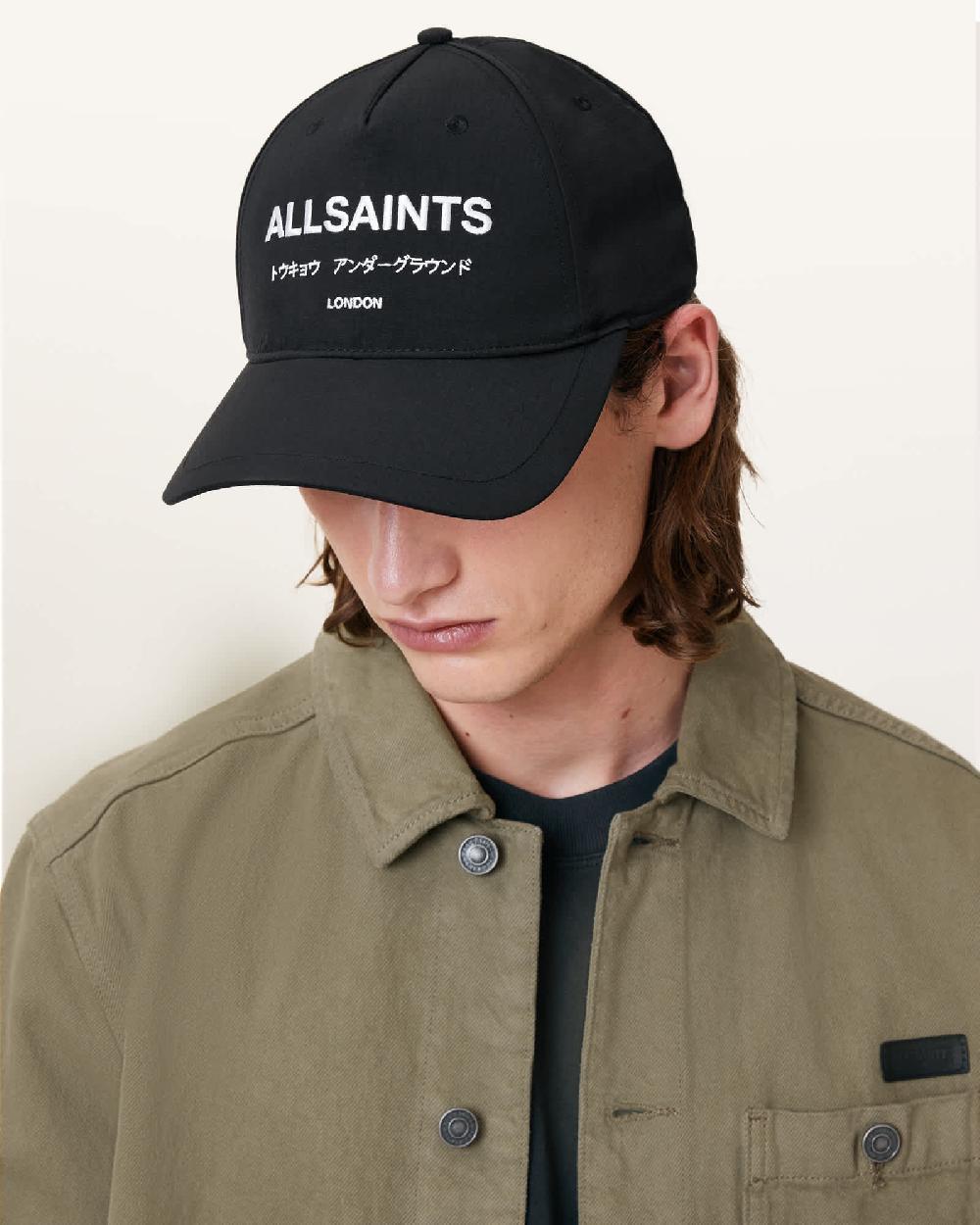 All Saints Underground Nylon Logo Baseball Cap Black