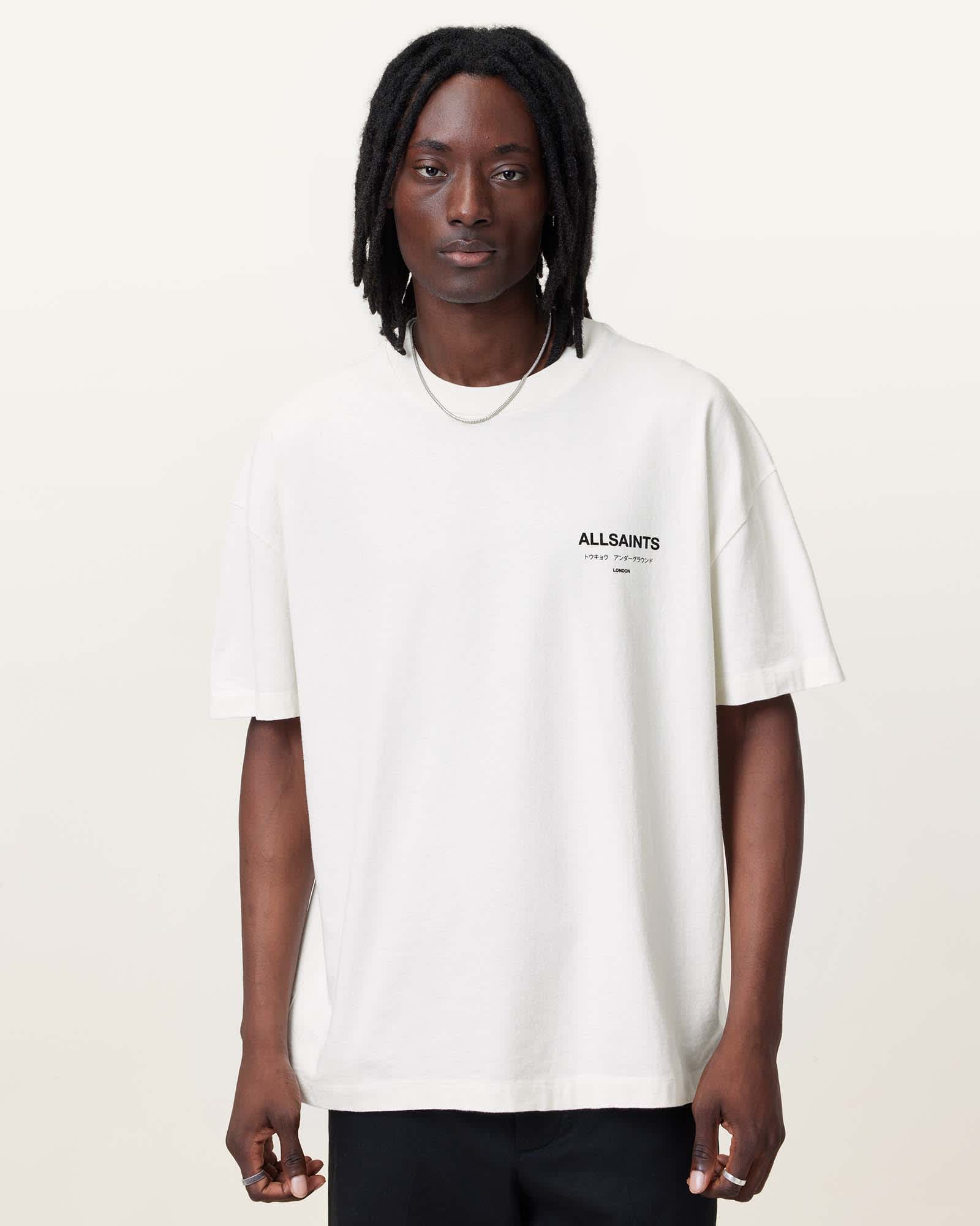 All Saints Underground Oversized Crew Neck T-Shirt Ashen White