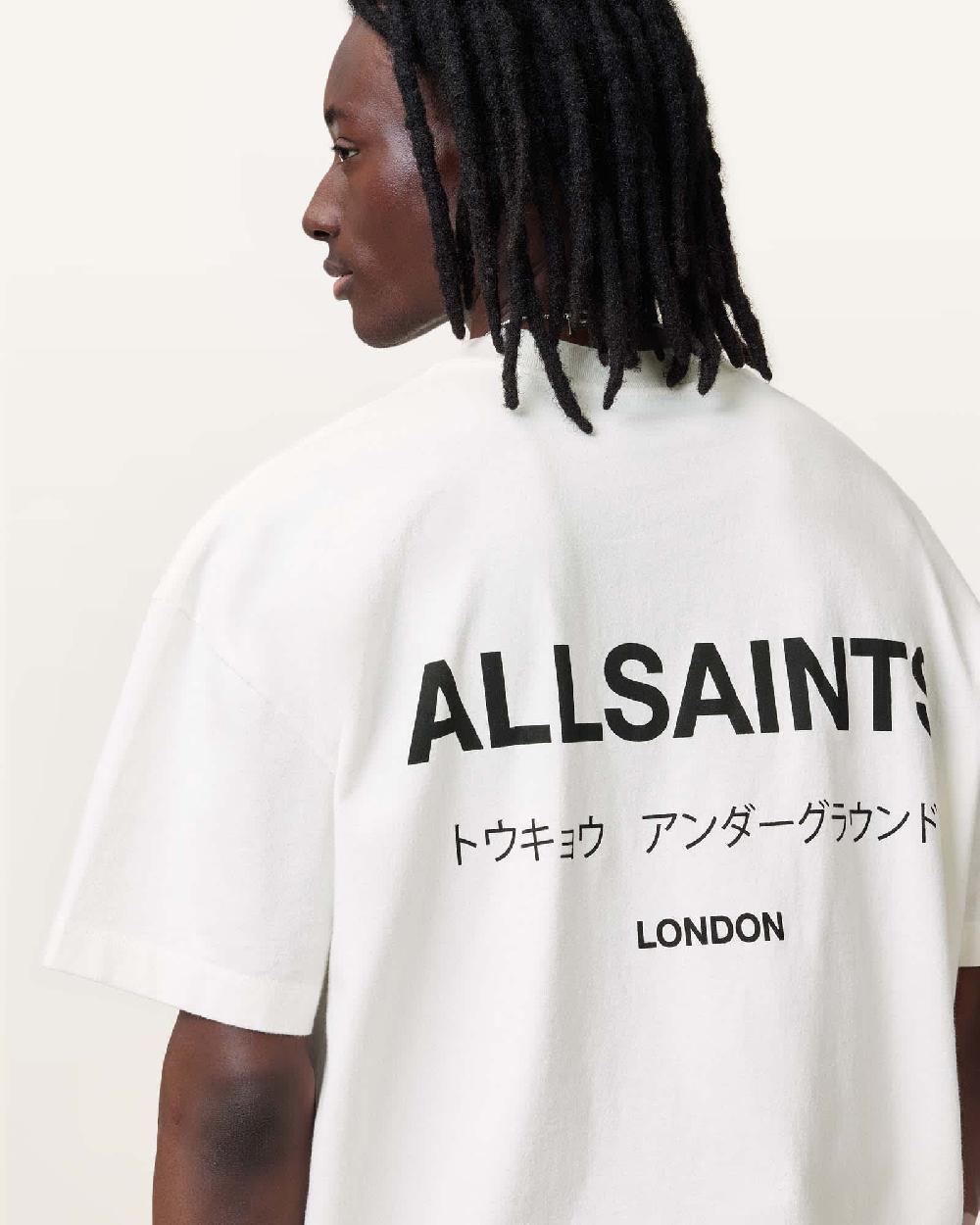All Saints Underground Oversized Crew Neck T-Shirt Ashen White