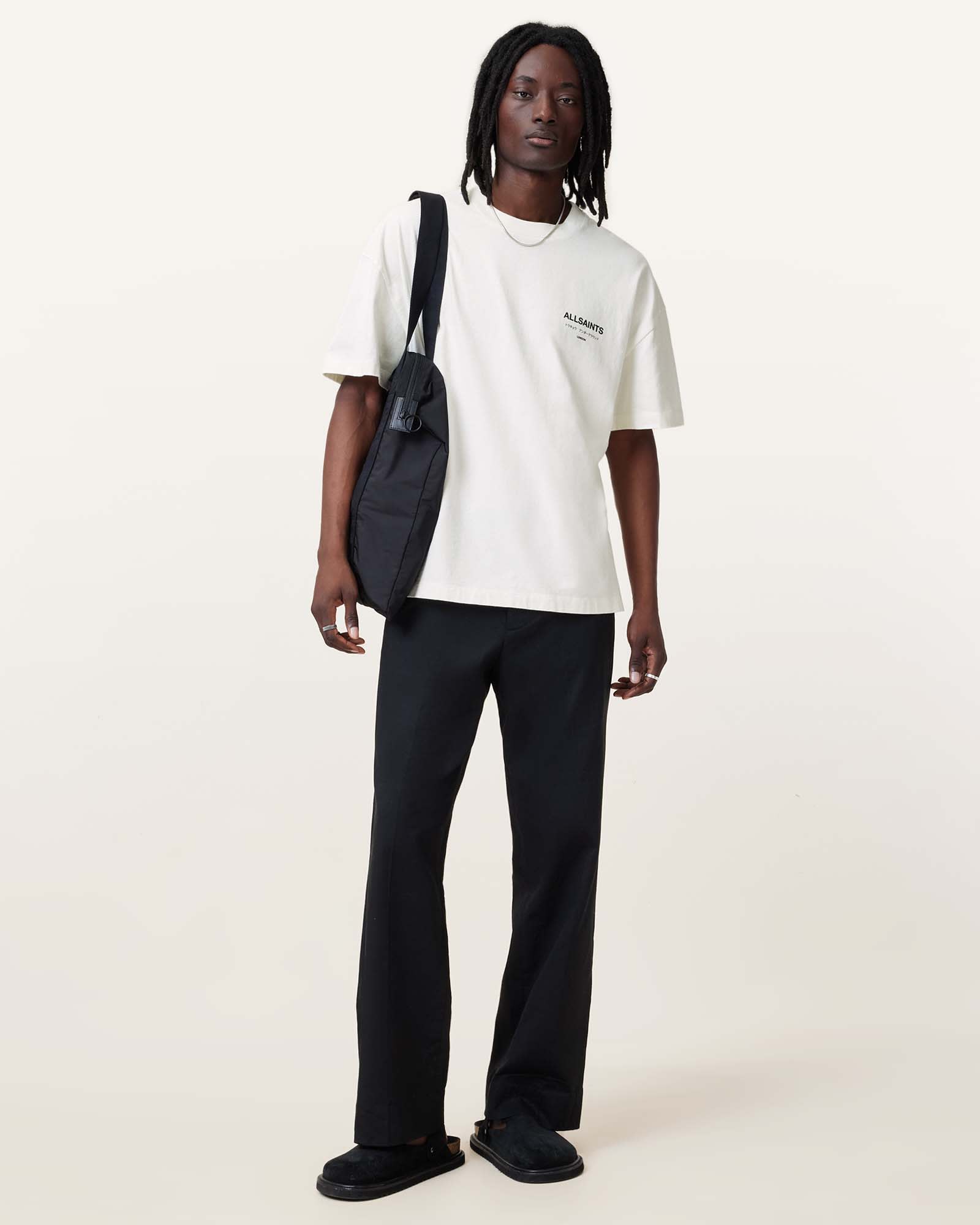 All Saints Underground Oversized Crew Neck T-Shirt Ashen White