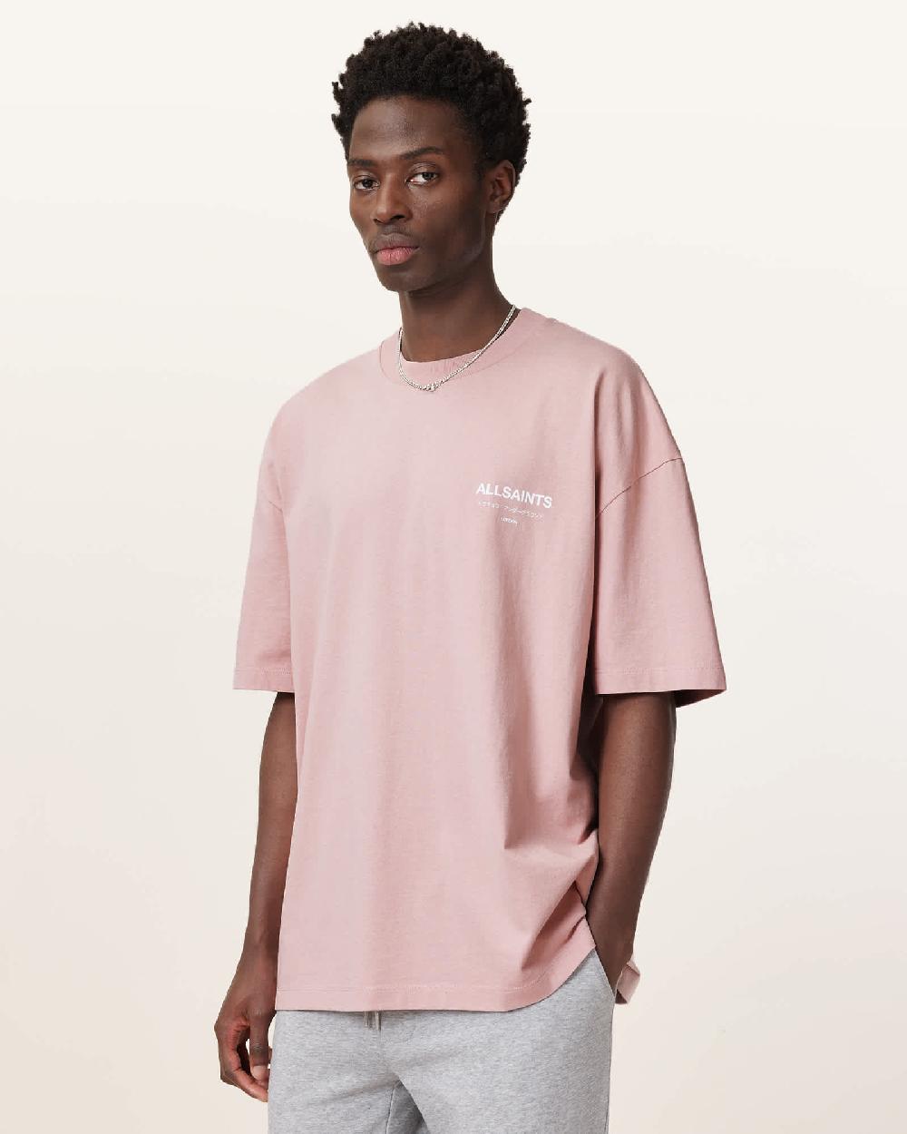 All Saints Underground Oversized Crew Neck T-Shirt Floss Pink
