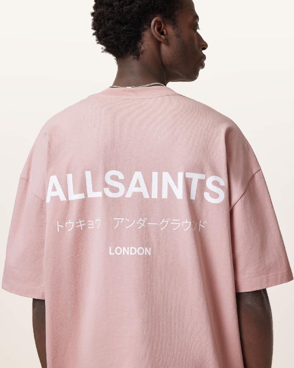 All Saints Underground Oversized Crew Neck T-Shirt Floss Pink