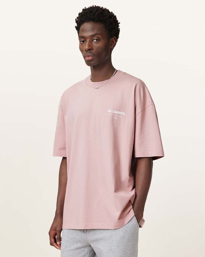 all saints Underground Oversized Crew Neck T-Shirt Floss Pink