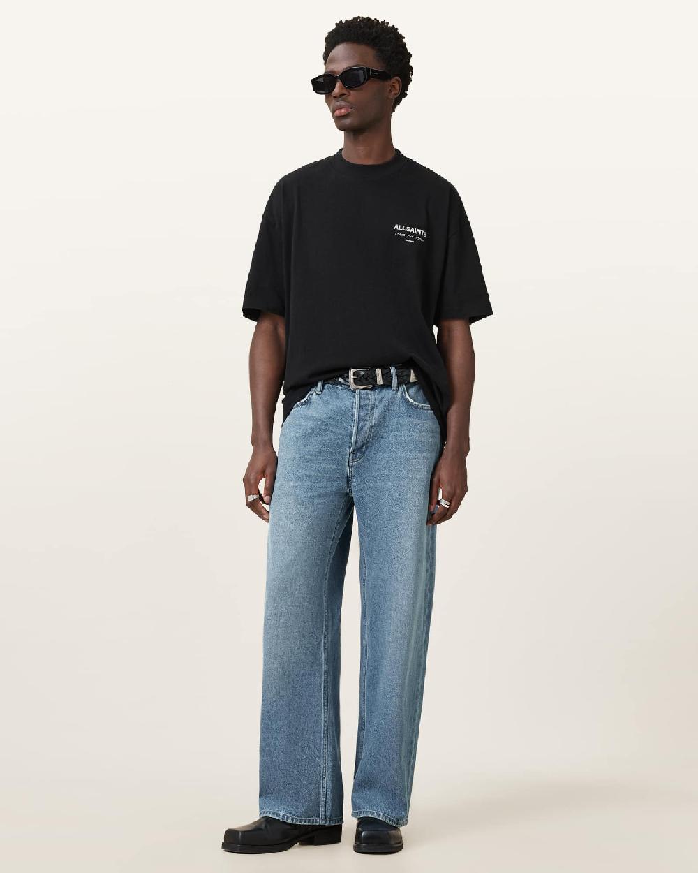 All Saints Underground Oversized Crew Neck T-Shirt Jet Black