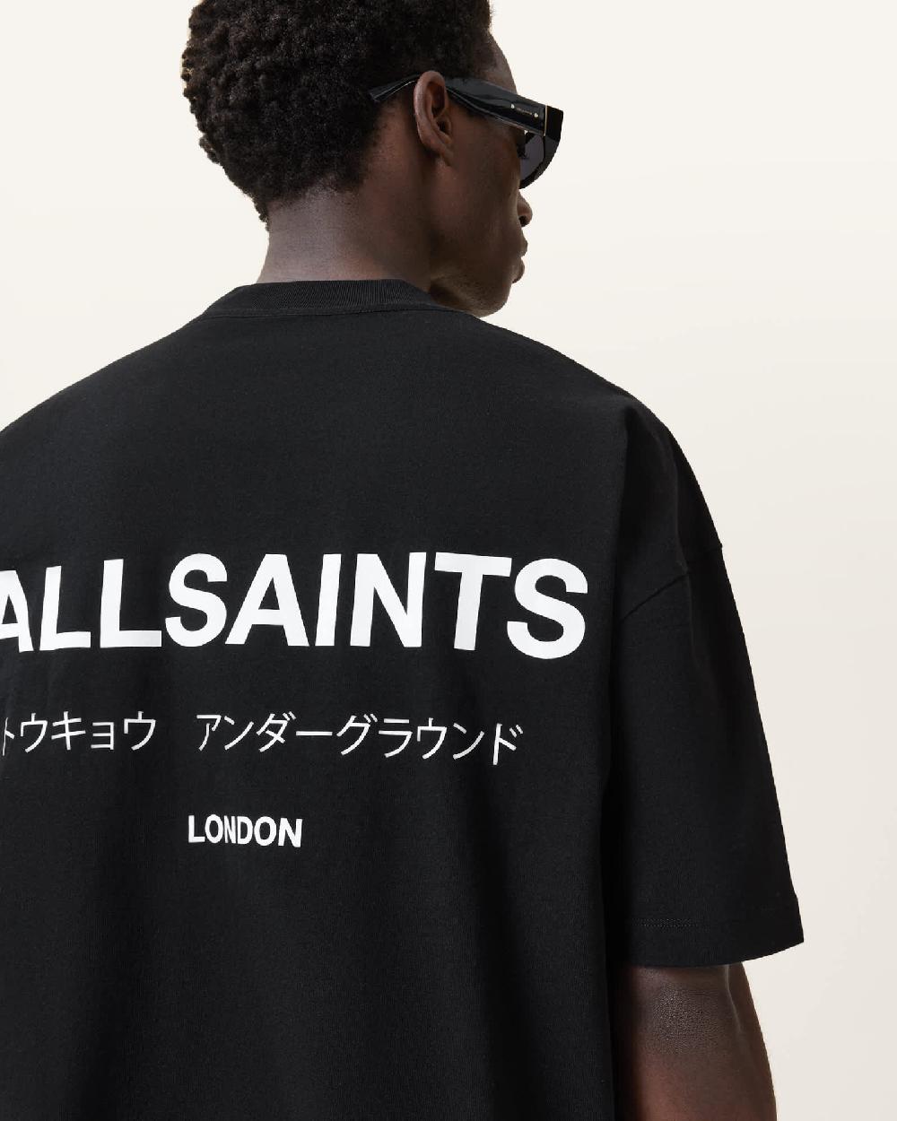 All Saints Underground Oversized Crew Neck T-Shirt Jet Black