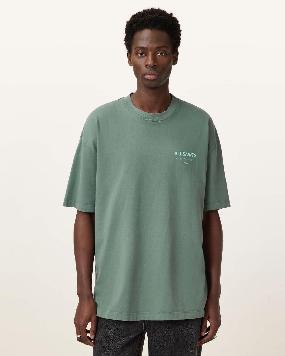 All Saints Underground Oversized Crew Neck T-Shirt Smokey Green