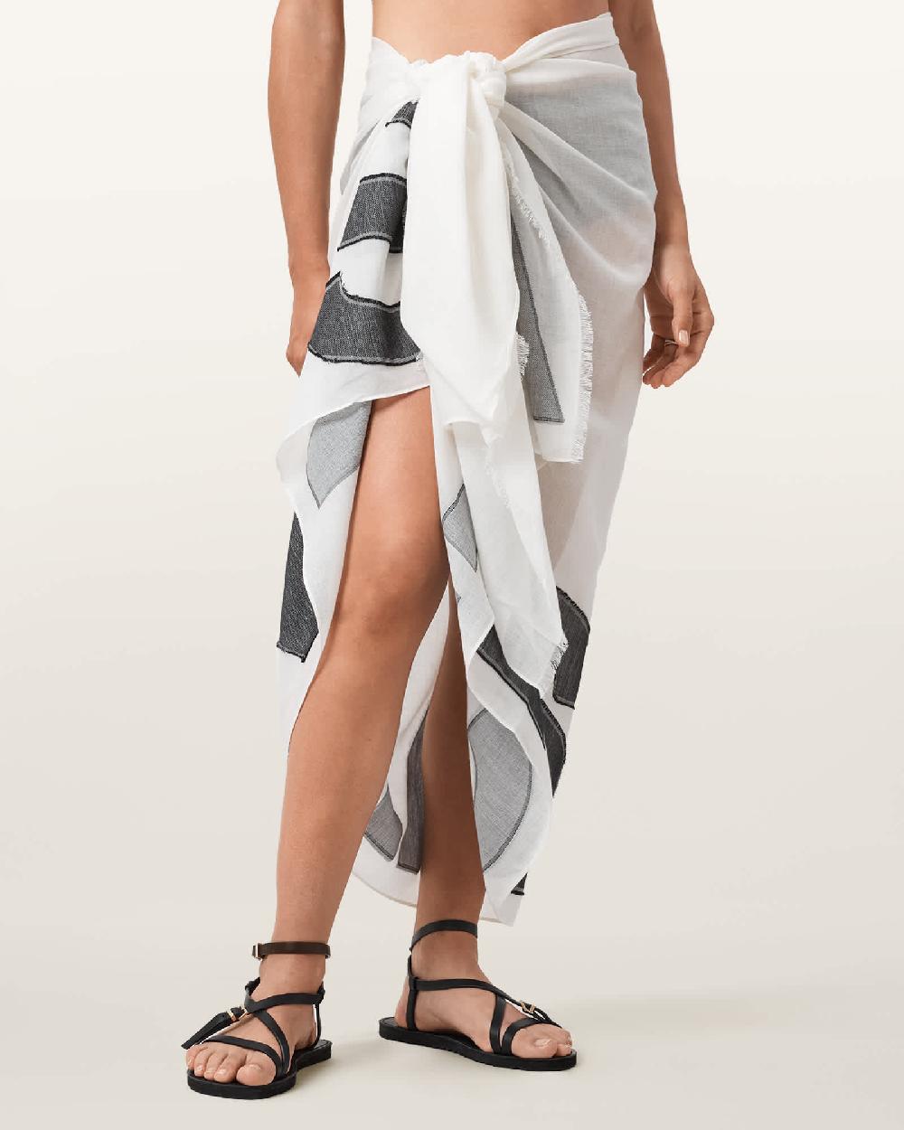 All Saints Underground Print Logo Pareo Scarf White