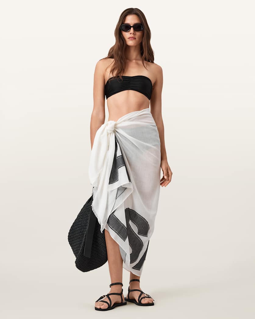 all saints Underground Print Logo Pareo Scarf White