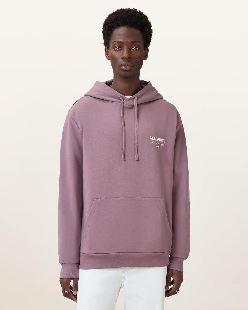 All Saints Underground Pullover Logo Hoodie PUCE PURPLE