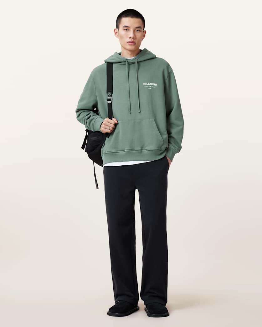 all saints Underground Pullover Logo Hoodie Smokey Green