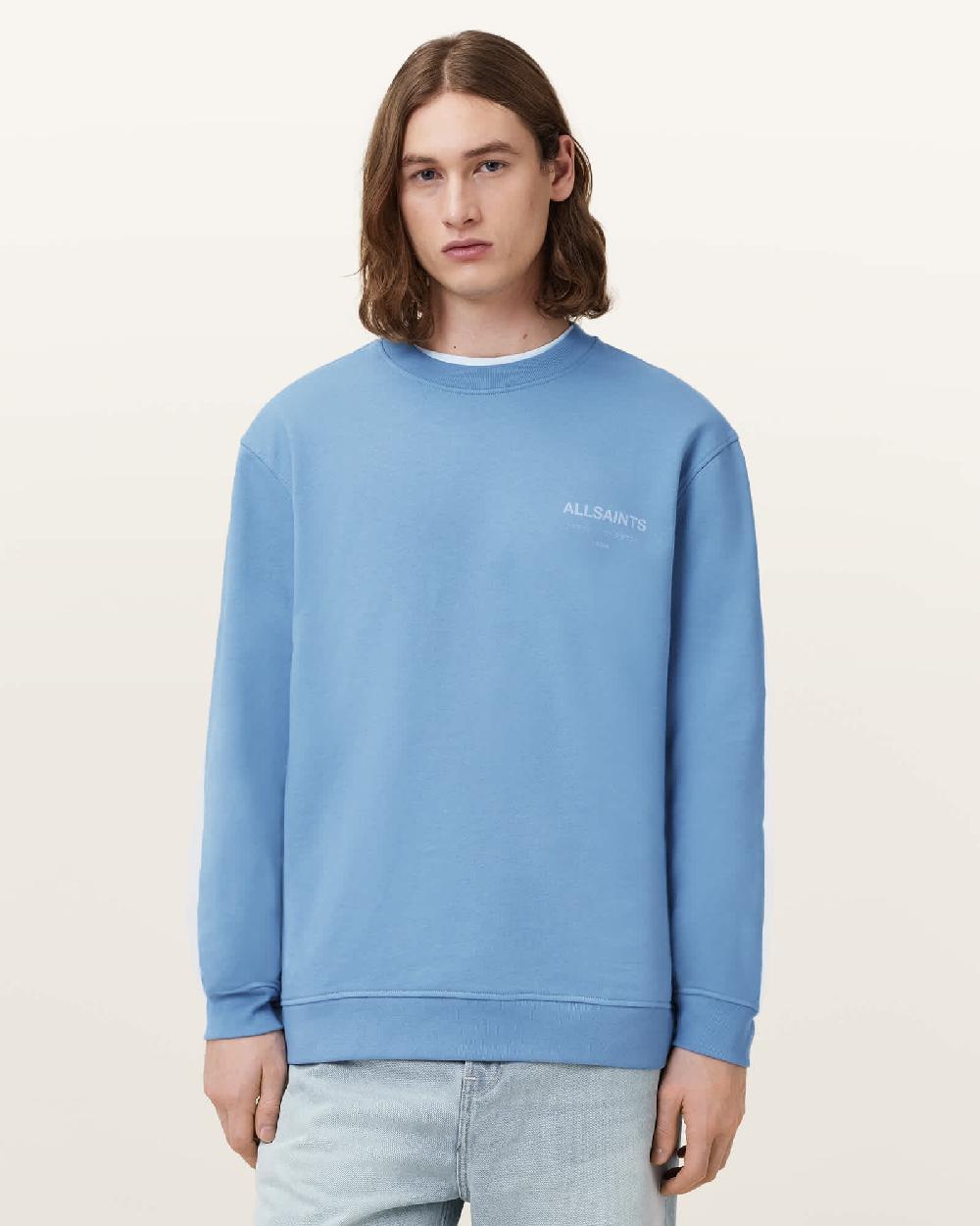 All Saints Underground Relaxed Fit Crew Neck Sweatshirt Bondi Blue