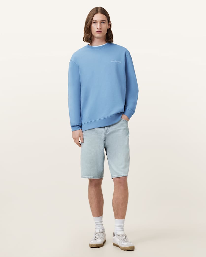 all saints Underground Relaxed Fit Crew Neck Sweatshirt Bondi Blue
