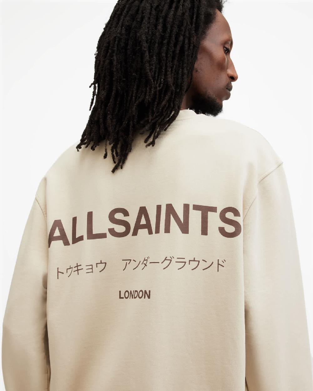 All Saints Underground Relaxed Fit Crew Neck Sweatshirt Boston Taupe
