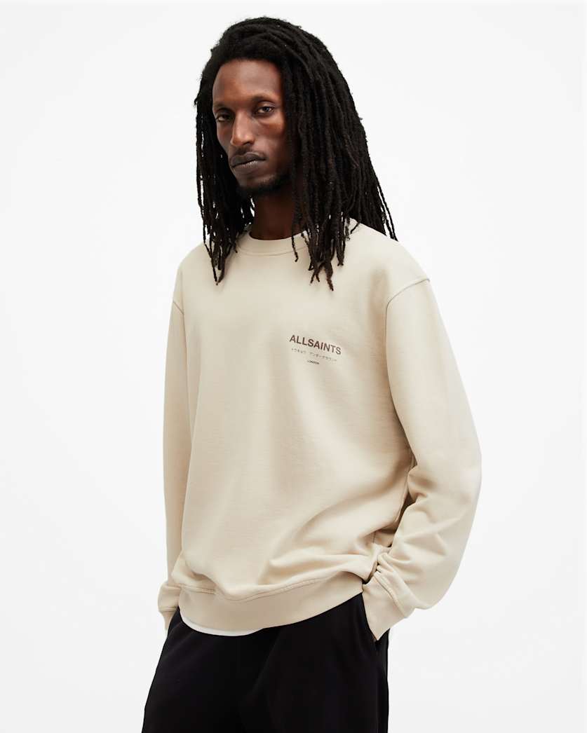 all saints Underground Relaxed Fit Crew Neck Sweatshirt Boston Taupe