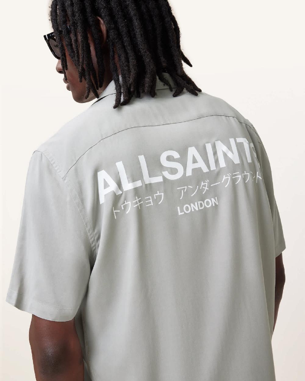 All Saints Underground Relaxed Fit Logo Shirt Whisper Grey