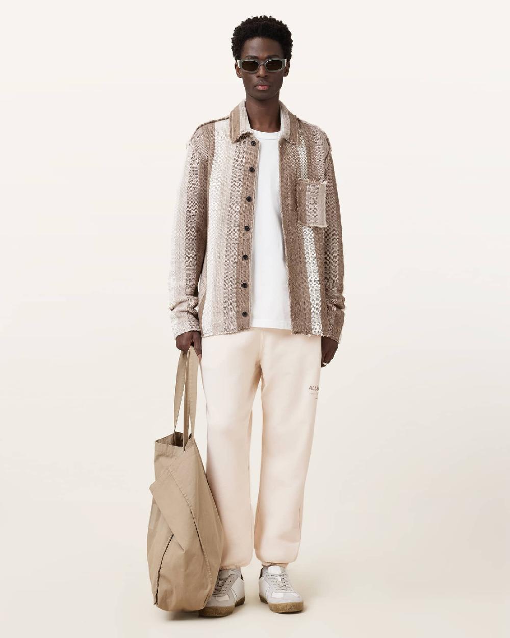 All Saints Underground Relaxed Fit Logo Sweatpants Sandy White