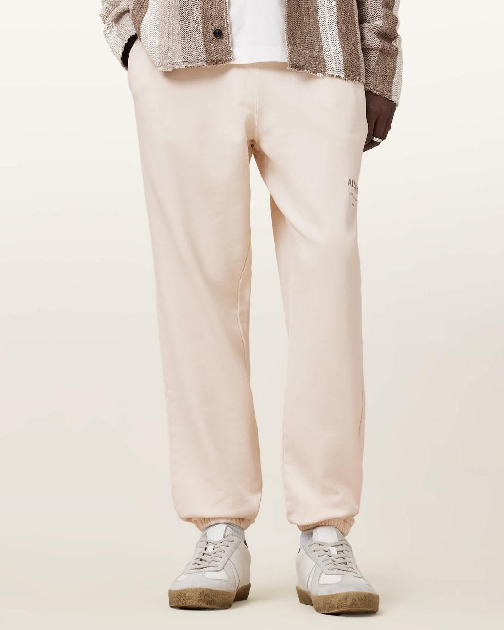 All Saints Underground Relaxed Fit Logo Sweatpants Sandy White