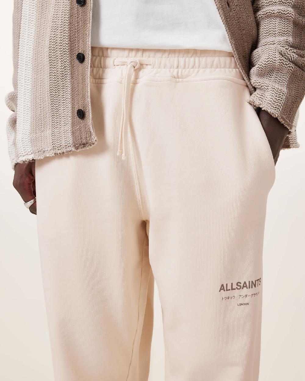 All Saints Underground Relaxed Fit Logo Sweatpants Sandy White
