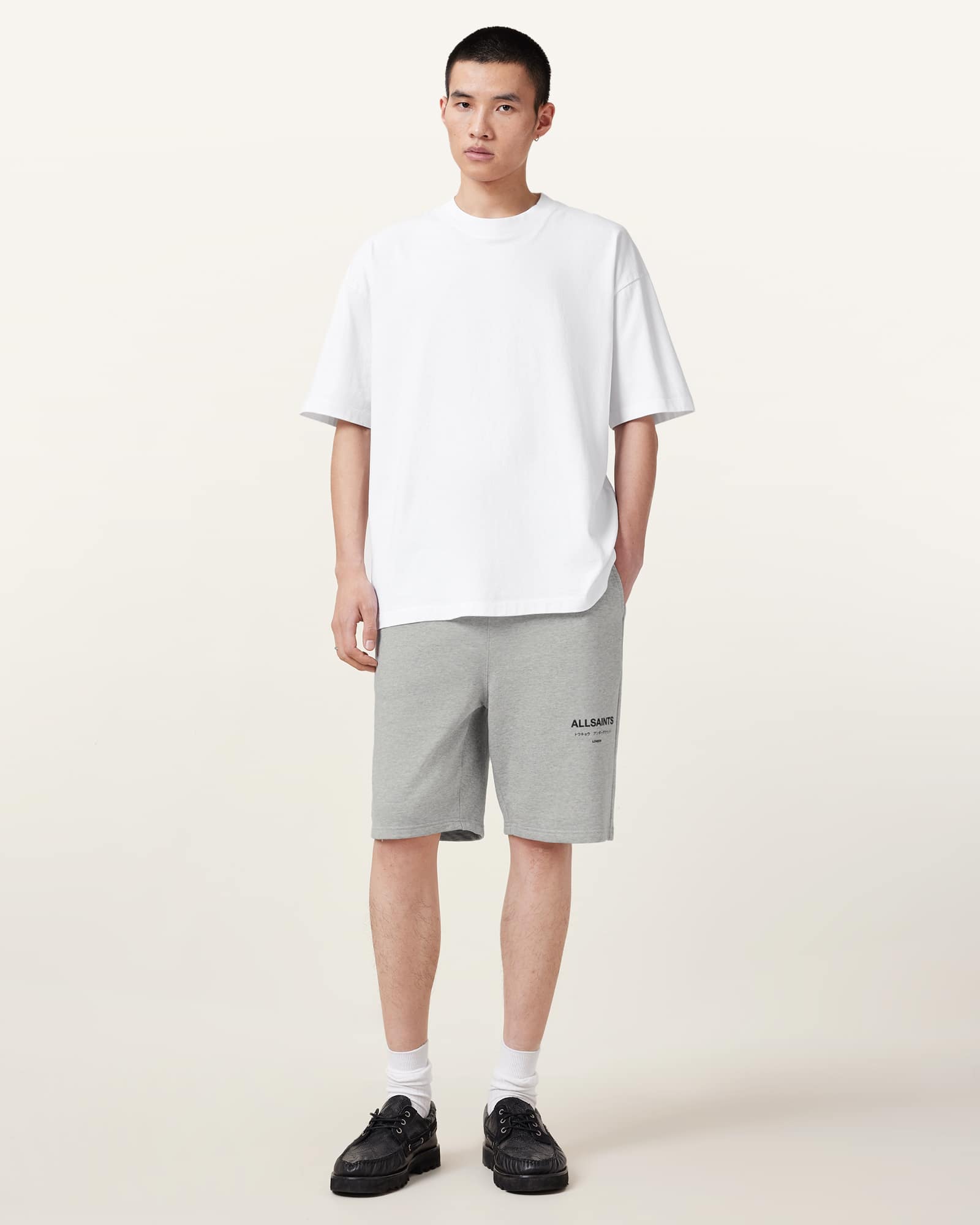 All Saints Underground Relaxed Fit Sweat Shorts Grey Marl
