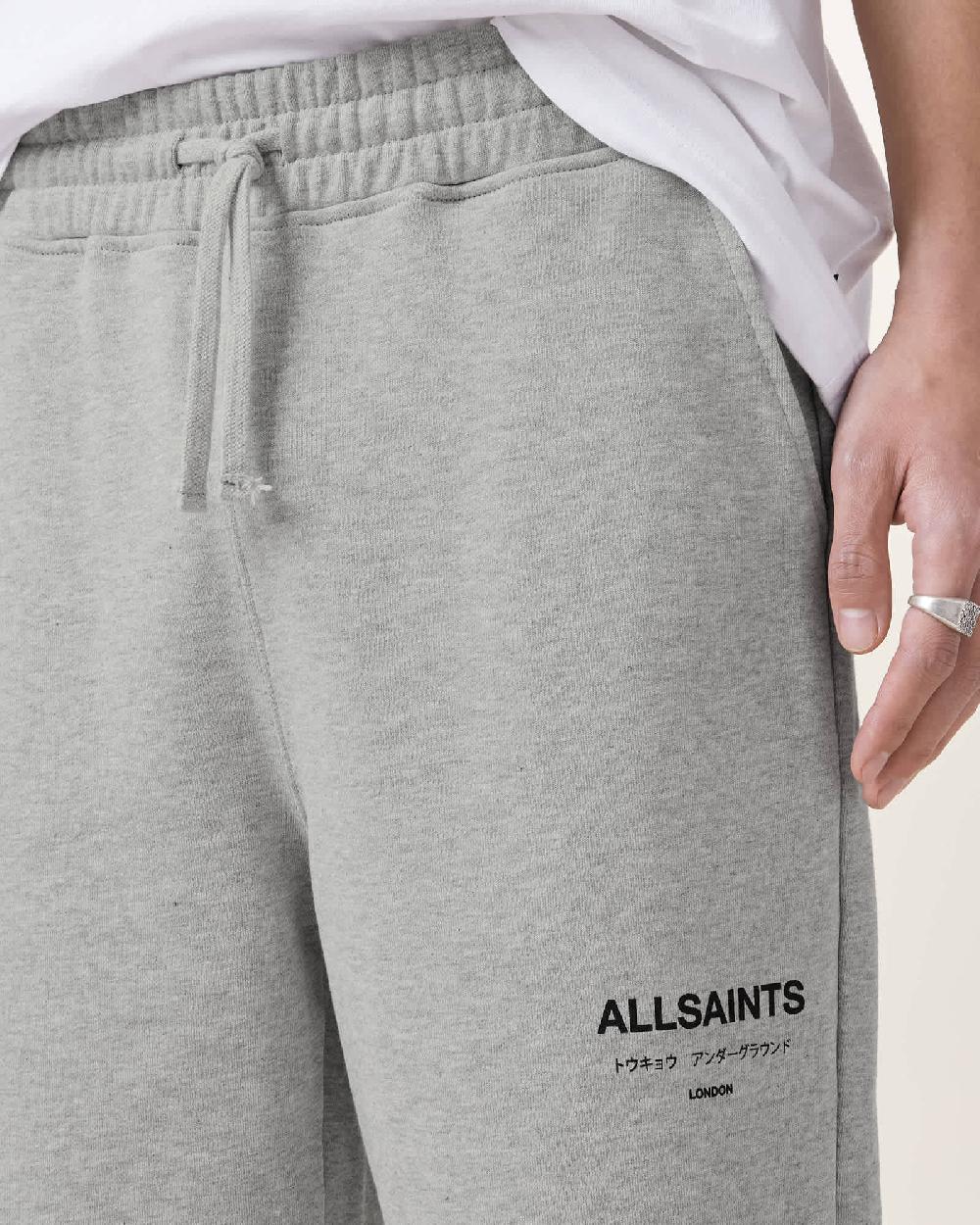 All Saints Underground Relaxed Fit Sweat Shorts Grey Marl