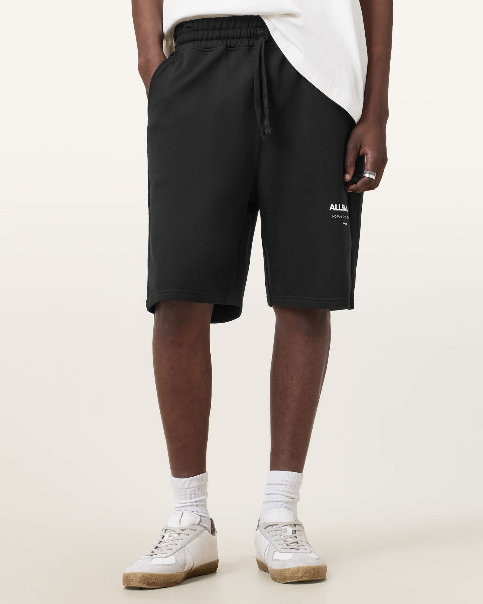 All Saints Underground Relaxed Fit Sweat Shorts Jet Black
