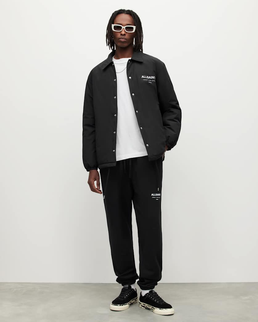 all saints Underground Straight Cuffed Logo Sweatpants Jet Black