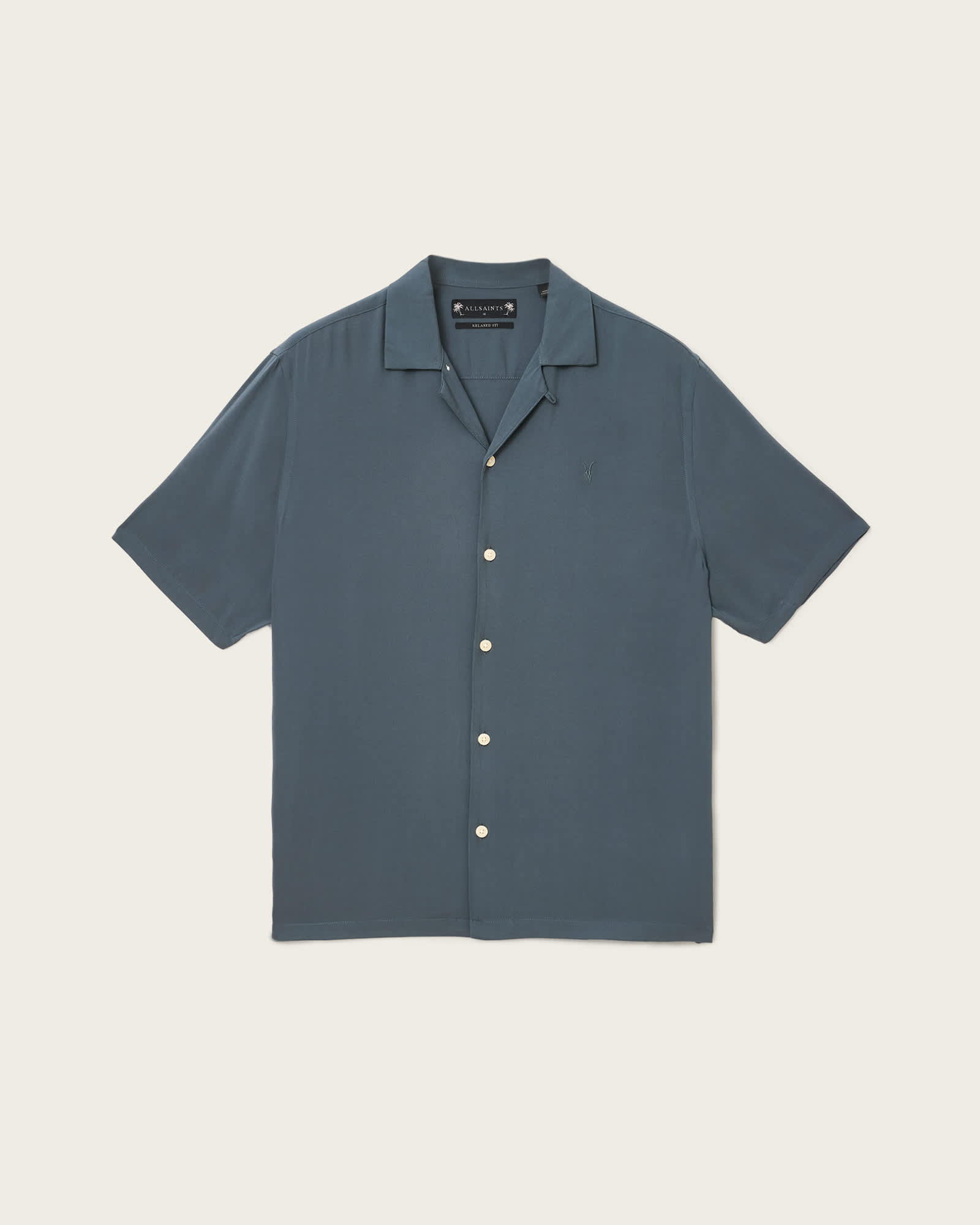 All Saints Venice Revere Collar Ramskull Shirt RAIN GREY