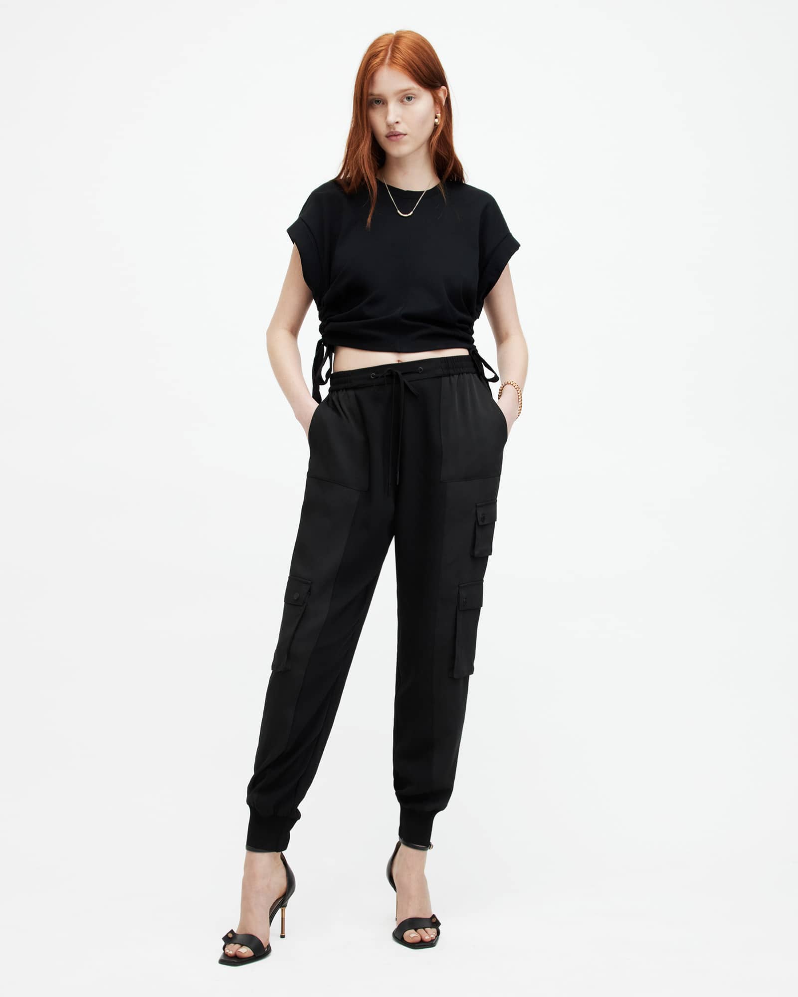 All Saints Venus Relaxed Tapered Utility Pants Black