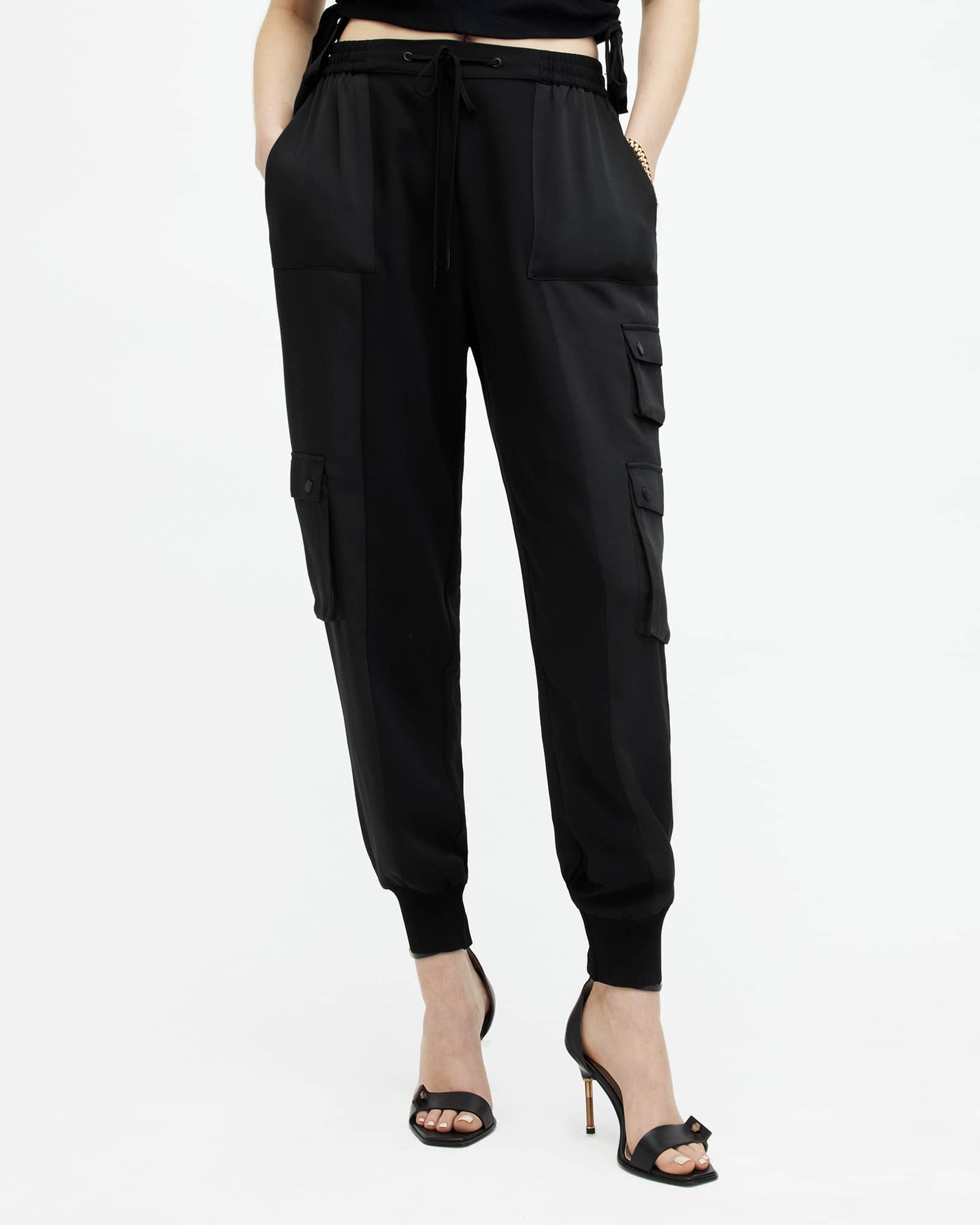 All Saints Venus Relaxed Tapered Utility Pants Black
