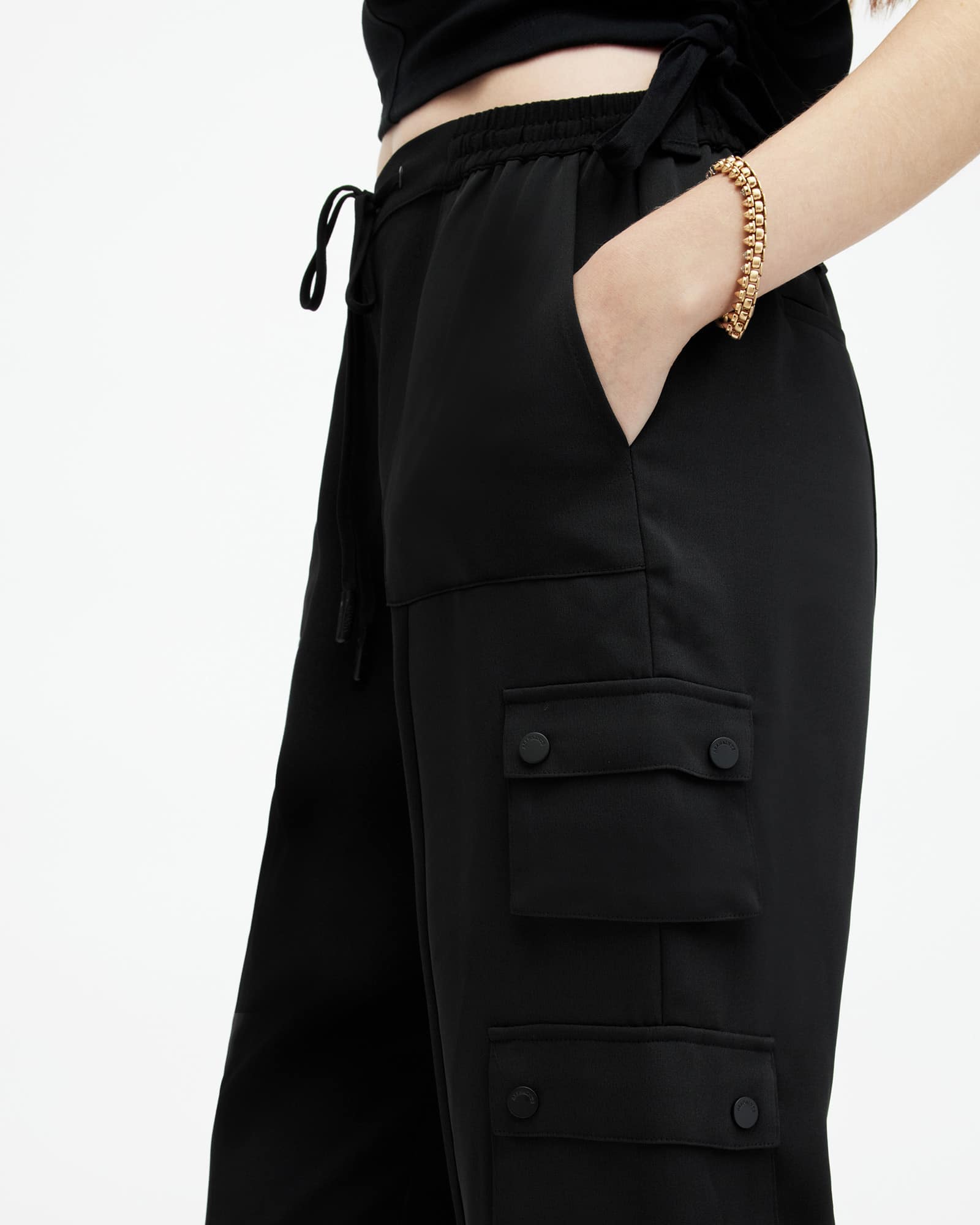 All Saints Venus Relaxed Tapered Utility Pants Black