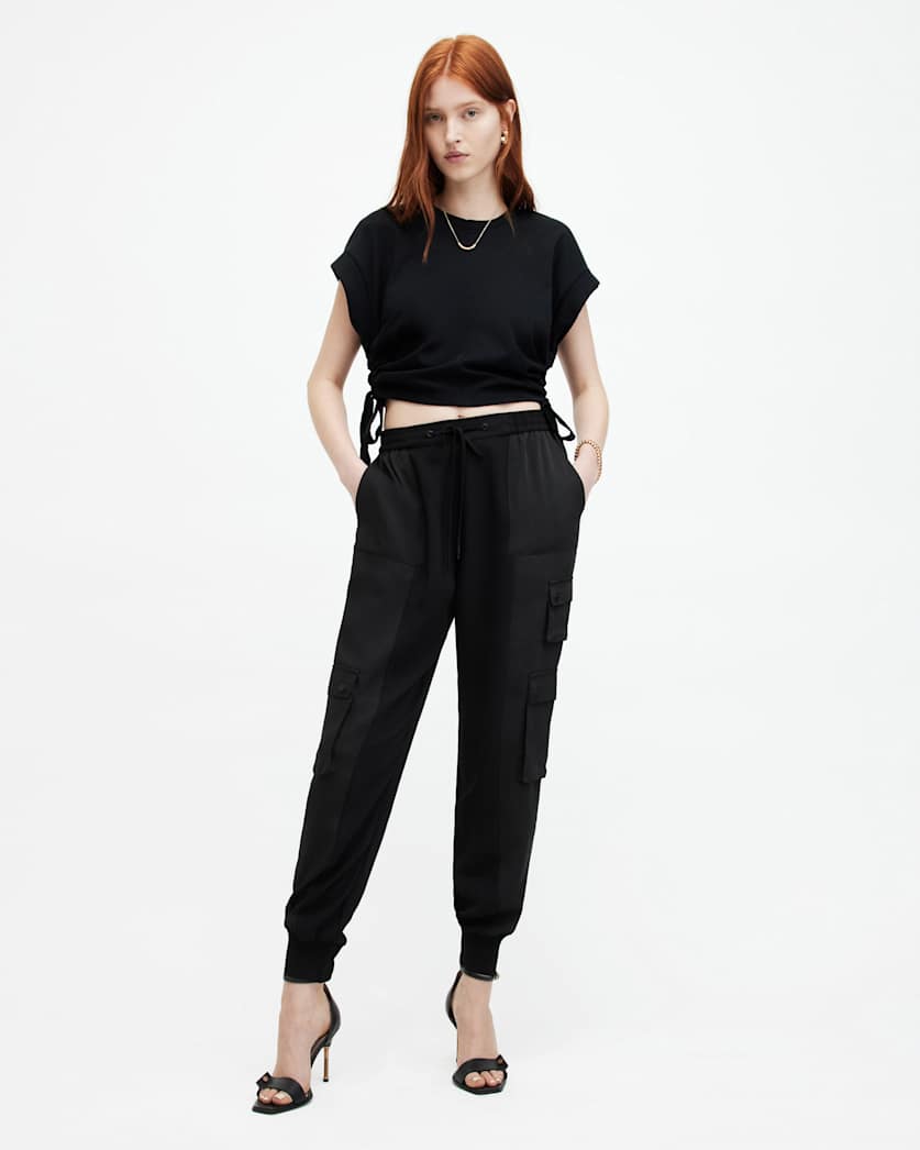 all saints Venus Relaxed Tapered Utility Pants Black