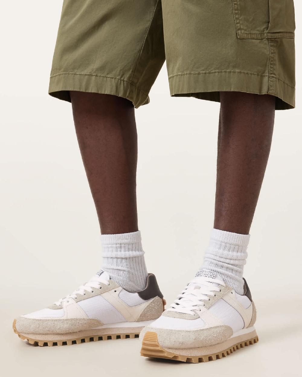 All Saints Viggo Low Top Runner Sneakers Chalk White