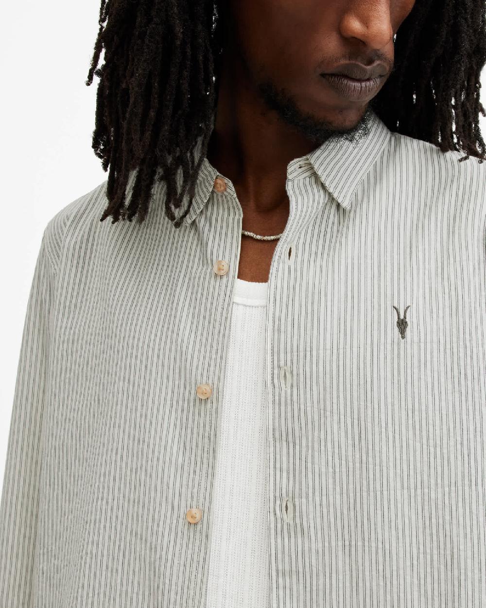 All Saints Villard Relaxed Fit Ramskull Shirt Lilly White