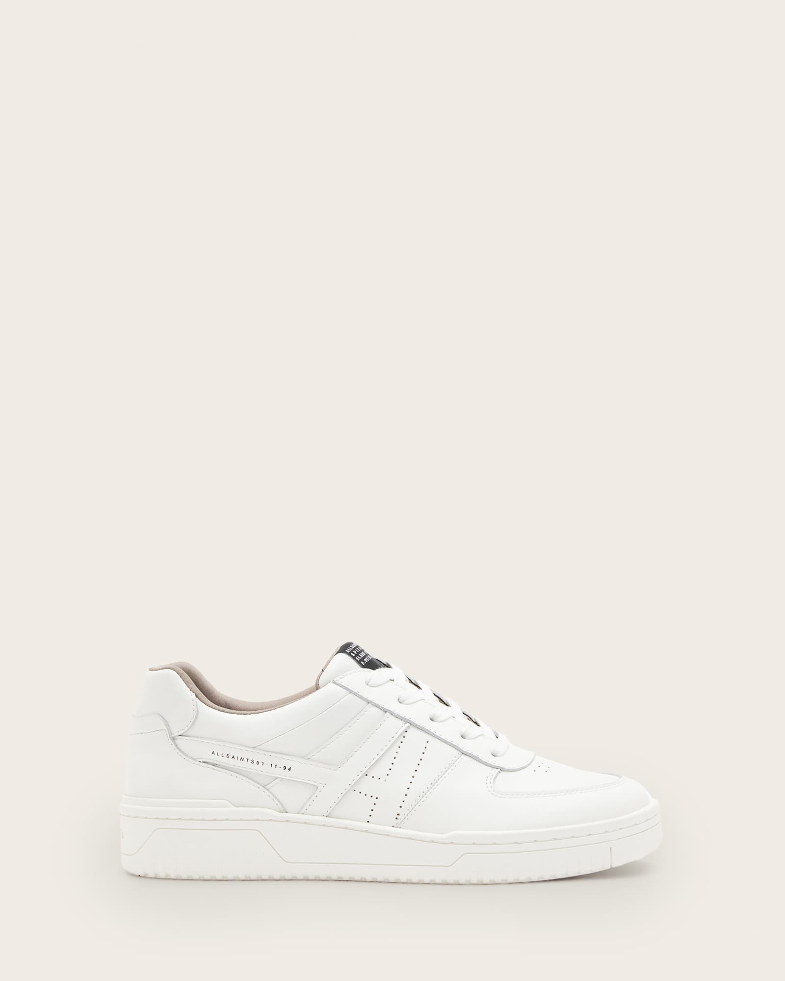 All Saints Vix Low Top Round Toe Leather Sneakers White