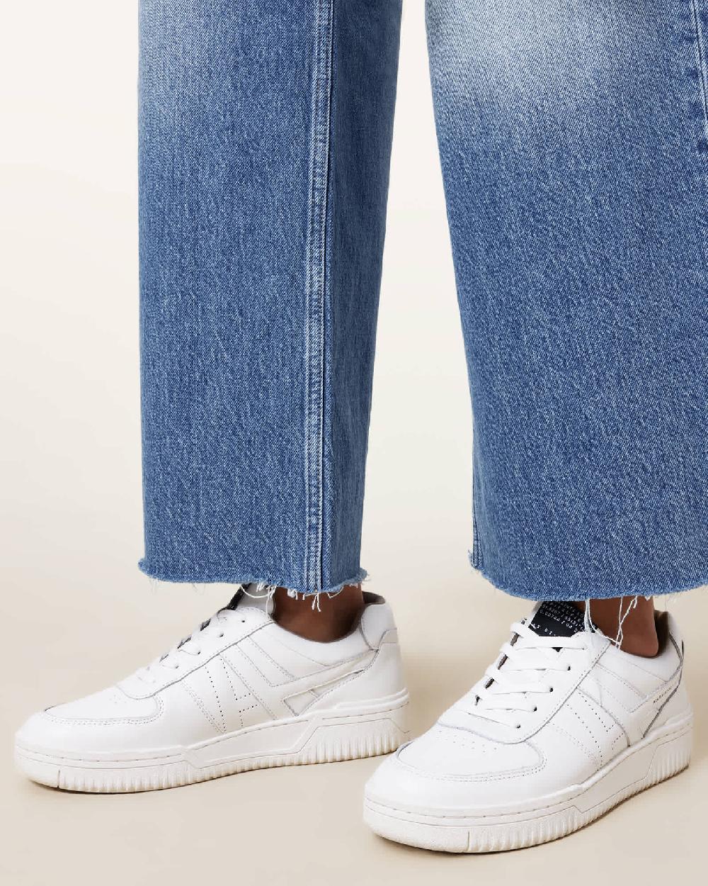 All Saints Vix Low Top Round Toe Leather Sneakers White