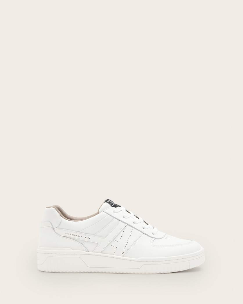 all saints Vix Low Top Round Toe Leather Sneakers White