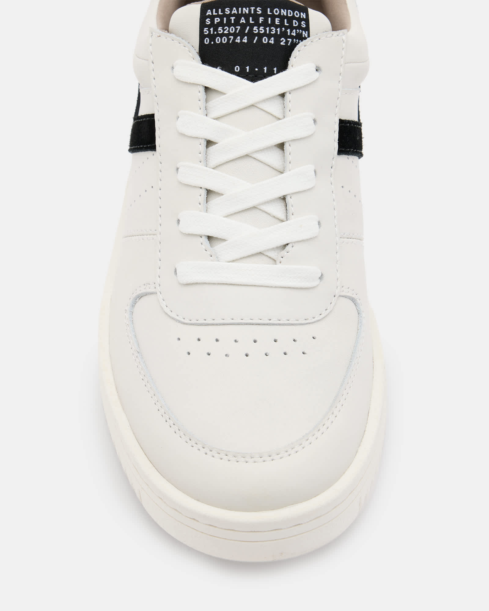 All Saints Vix Low Top Round Toe Leather Trainers White/Black