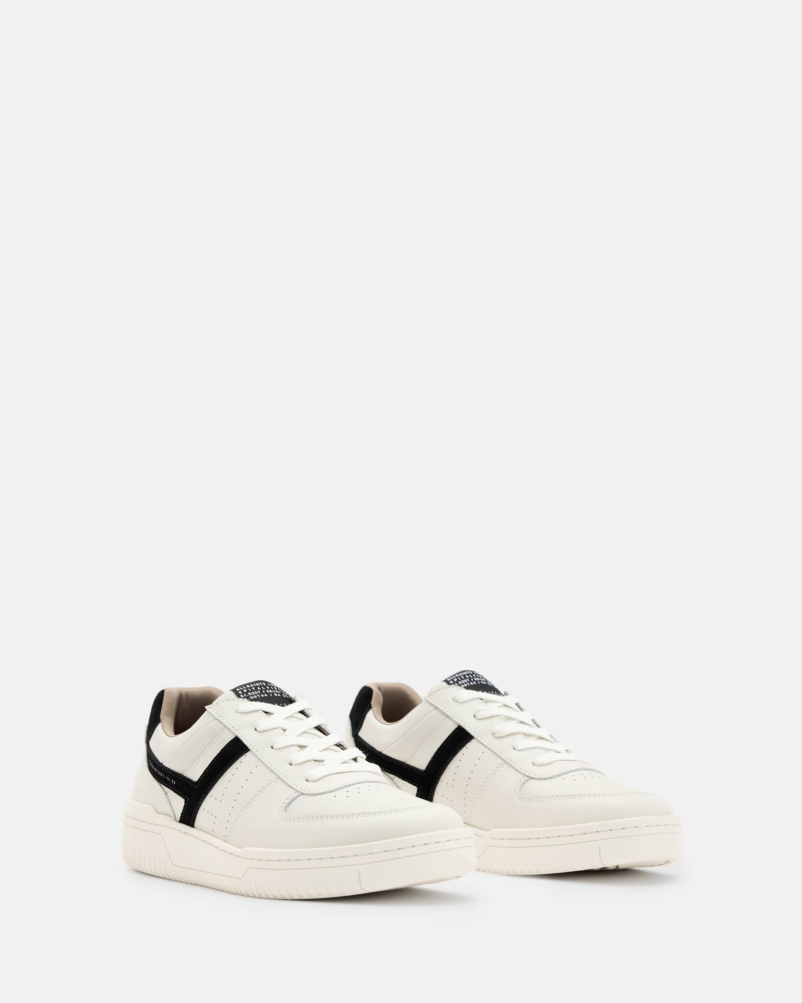 All Saints Vix Low Top Round Toe Leather Trainers White/Black