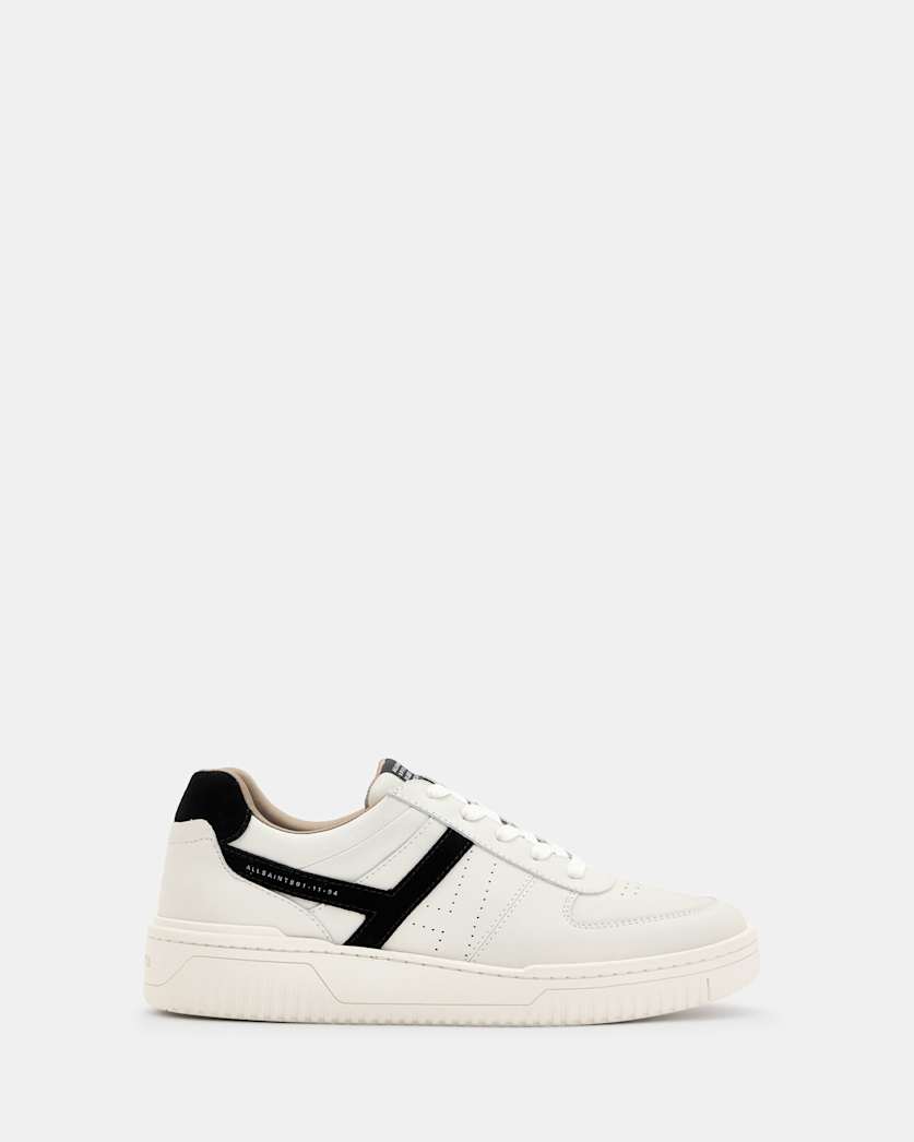 all saints Vix Low Top Round Toe Leather Trainers White/Black