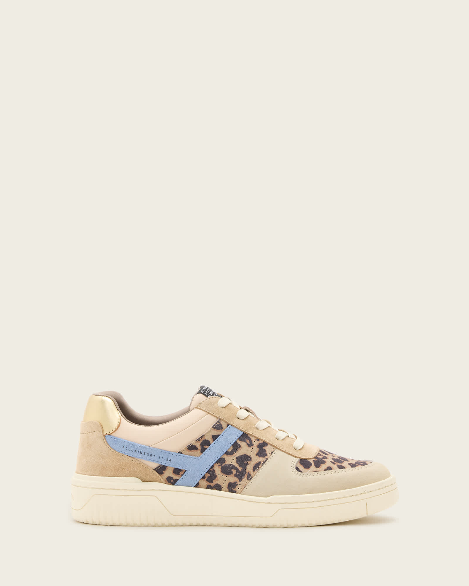 All Saints Vix Low Top Round Toe Suede Sneakers SAND BROWN/BLUE