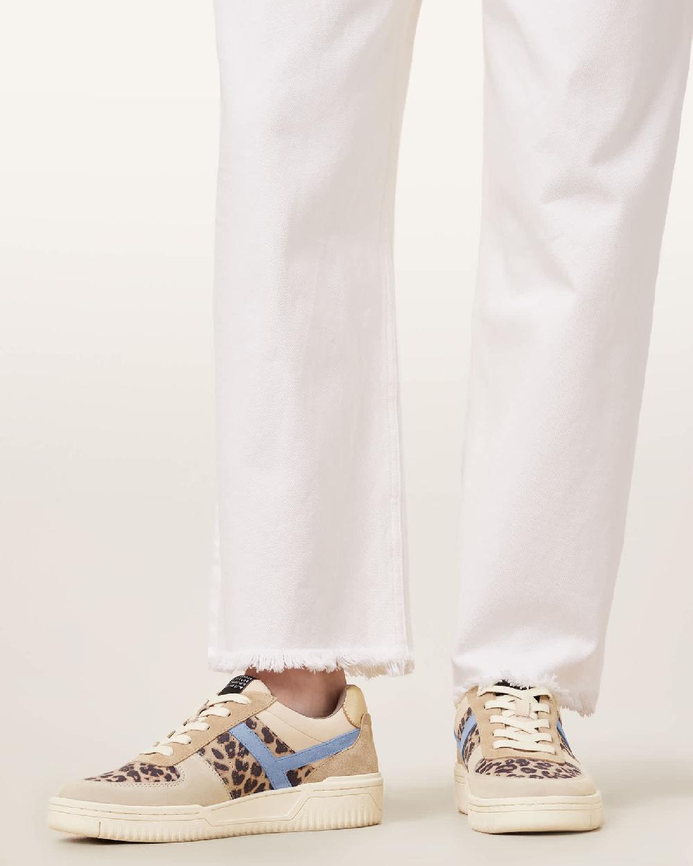 All Saints Vix Low Top Round Toe Suede Sneakers SAND BROWN/BLUE