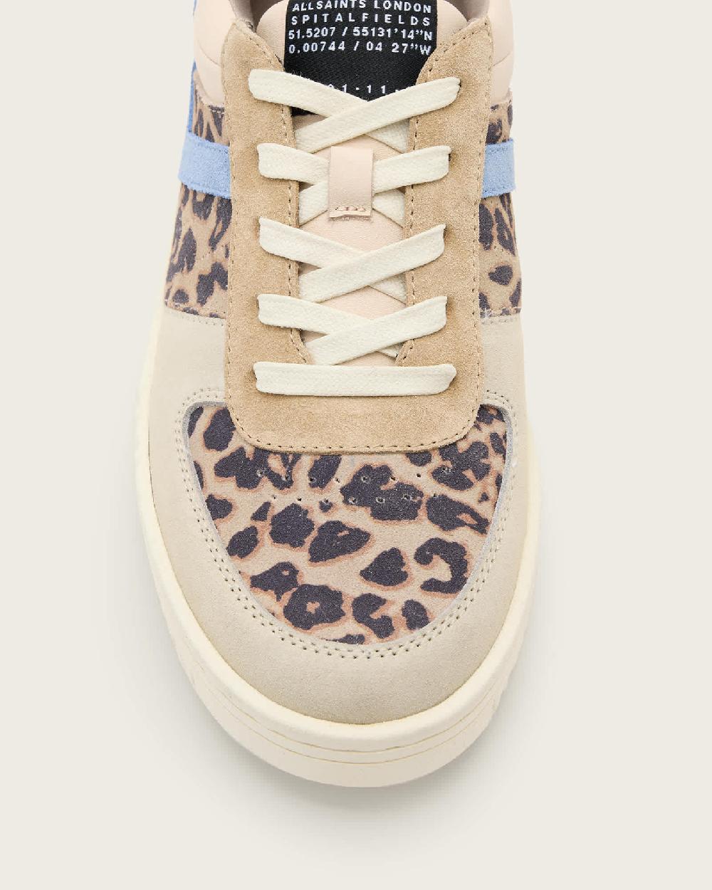 All Saints Vix Low Top Round Toe Suede Sneakers SAND BROWN/BLUE