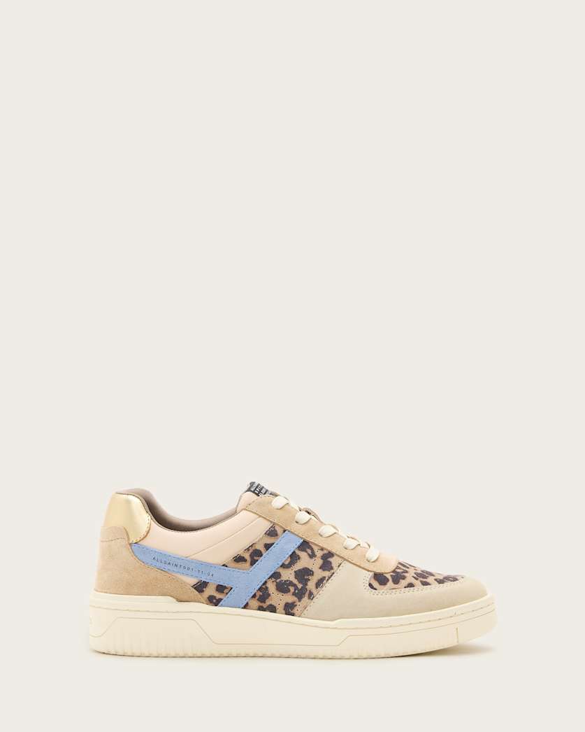 all saints Vix Low Top Round Toe Suede Sneakers SAND BROWN/BLUE