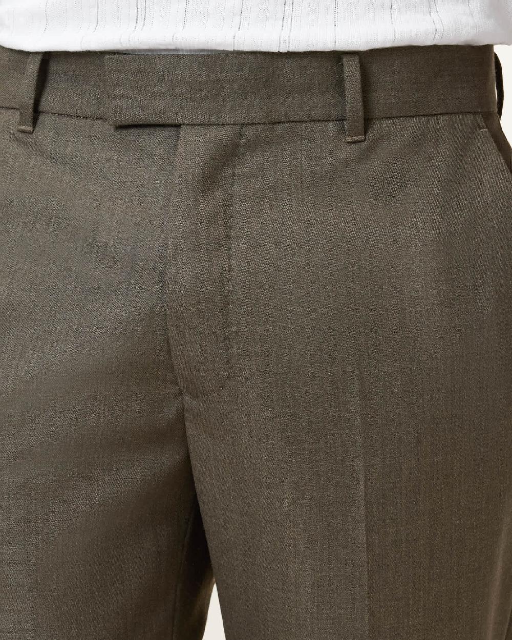 All Saints Ward Straight Leg Tailored Pants Khaki Brown