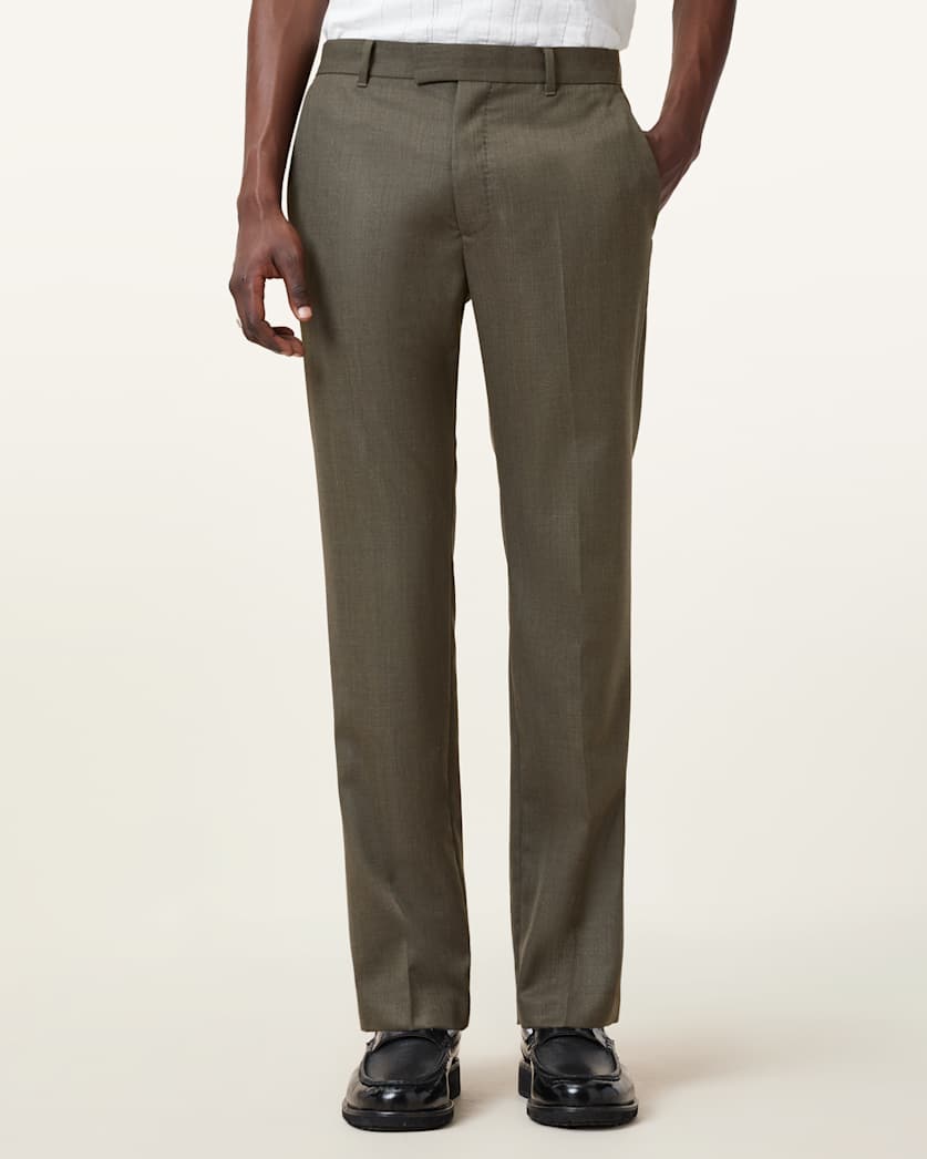 all saints Ward Straight Leg Tailored Pants Khaki Brown
