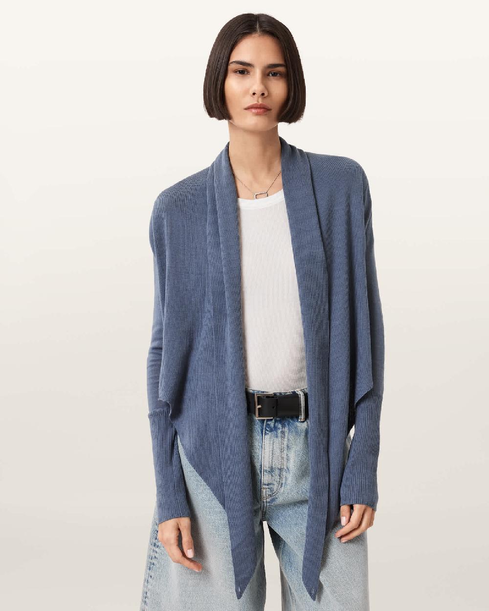 All Saints Wasson Pirate Lightweight Cardigan FLINT STONE GREY