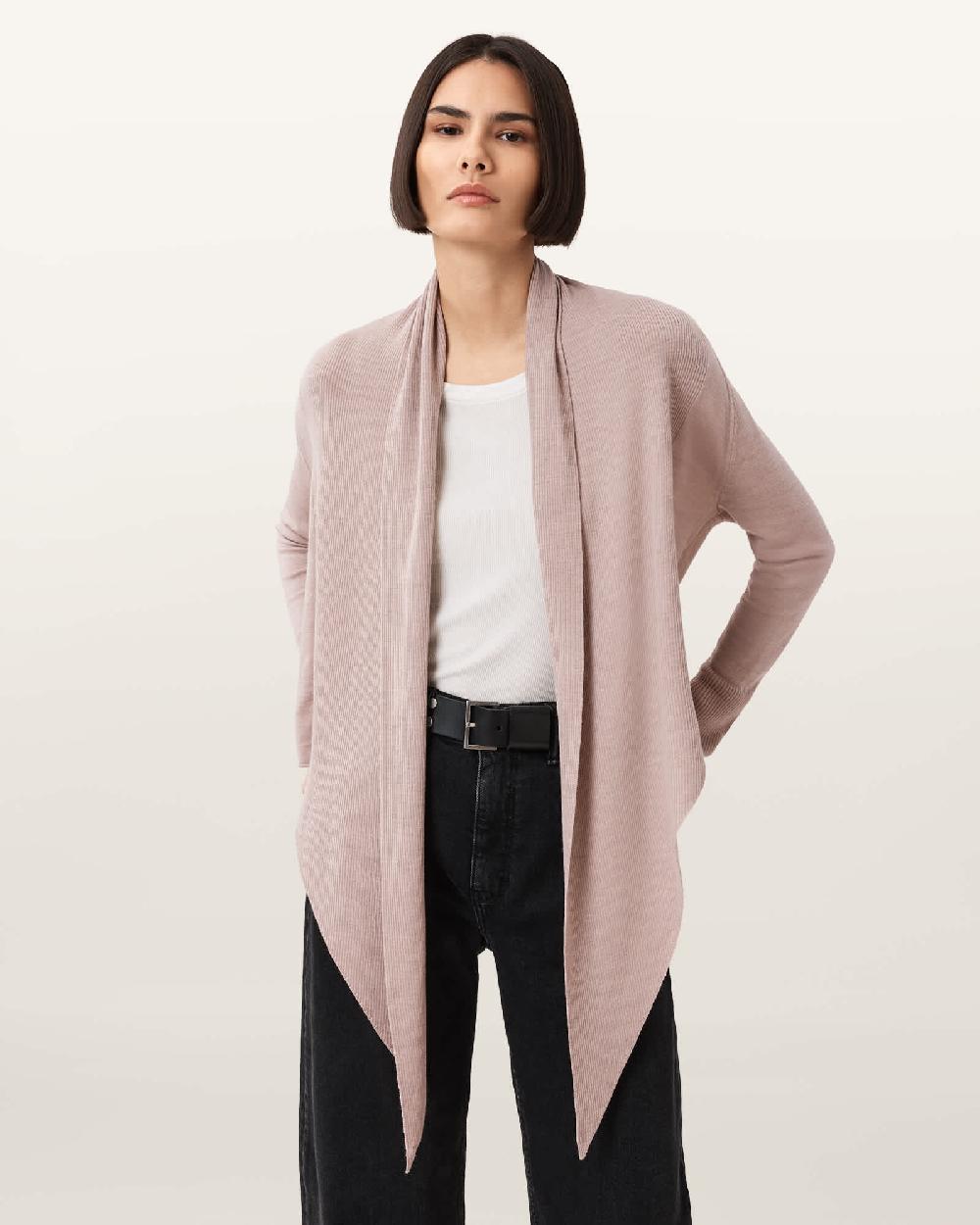 All Saints Wasson Pirate Lightweight Cardigan Pashmina Pink