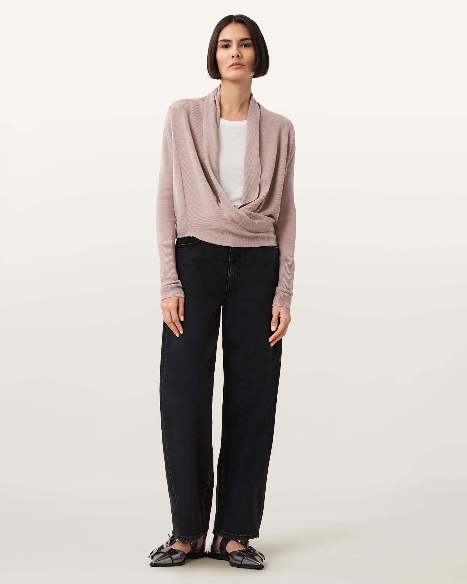 All Saints Wasson Pirate Lightweight Cardigan Pashmina Pink